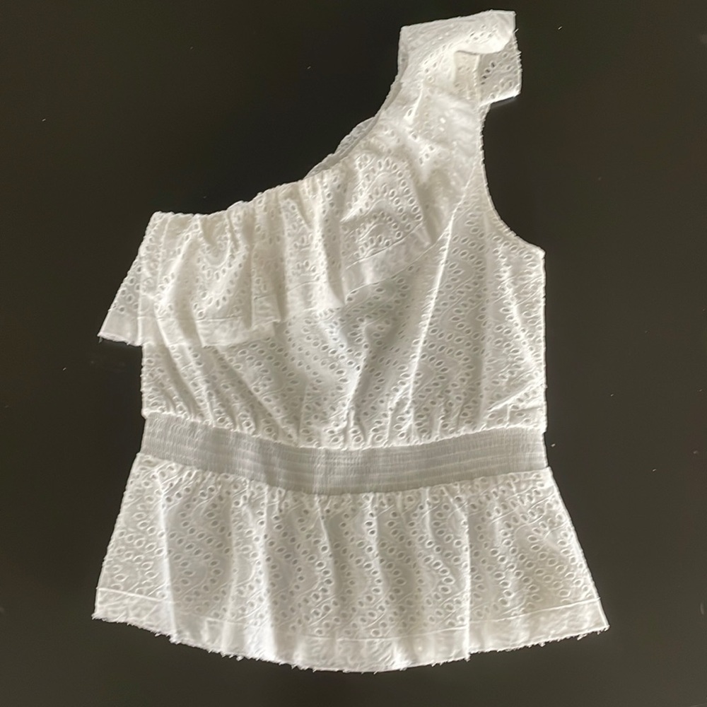 Express Eyelet Peplum Off the Shoulder Blouse